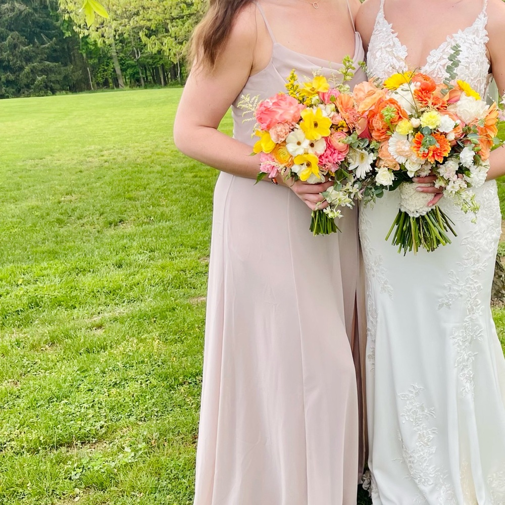 Bridesmaid dress in biscotti. Worn once.